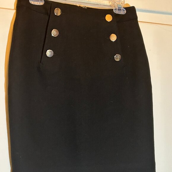H&M Dresses & Skirts - H&M Black Pencil Skirt With Gold Buttons